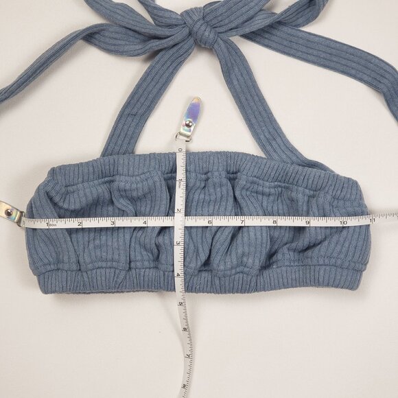 We Wore What Revolve Tie Halter Wide Rib Bra Top Women's Size XS Storm Blue NWT - Picture 7 of 16